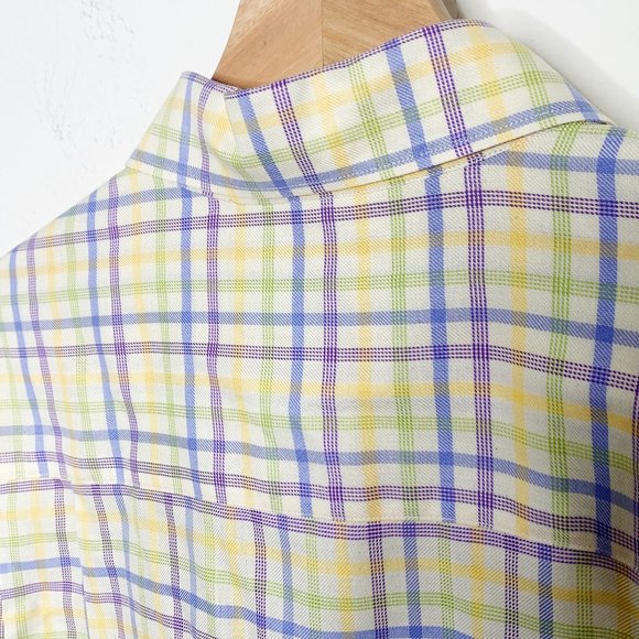 Ermenegildo Zegna Italy Large Plaid Check Pastel Color Yellow Purple Easter Mens - Picture 15 of 17